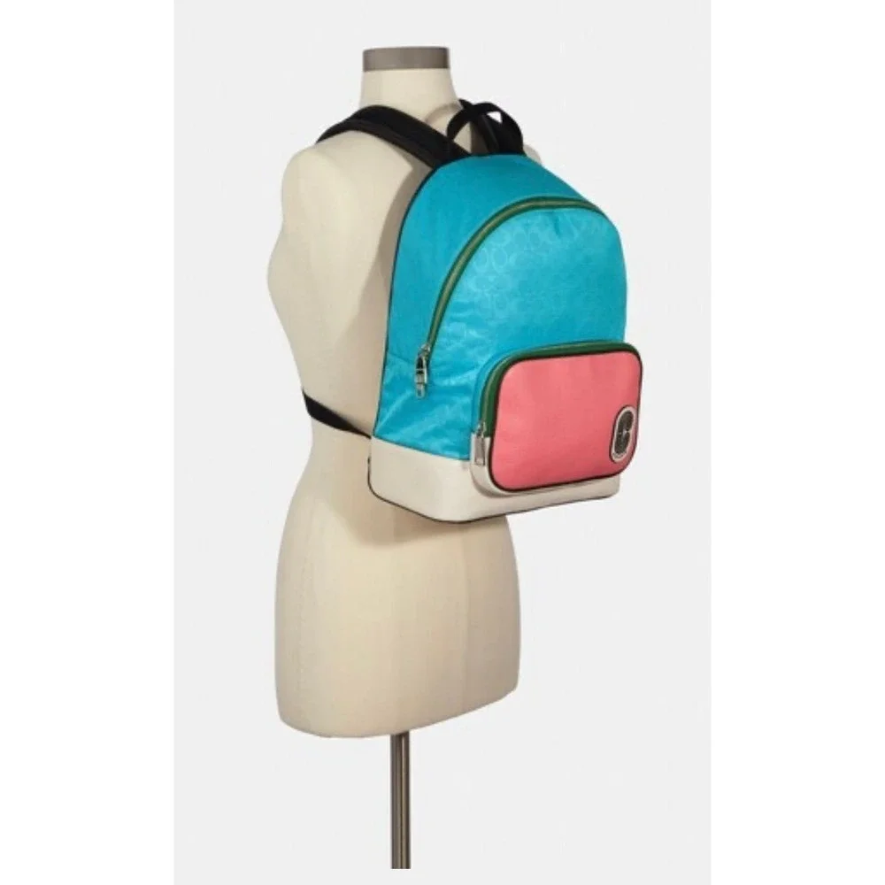 Court Backpack In Signature Nylon With Coach Patch NWT